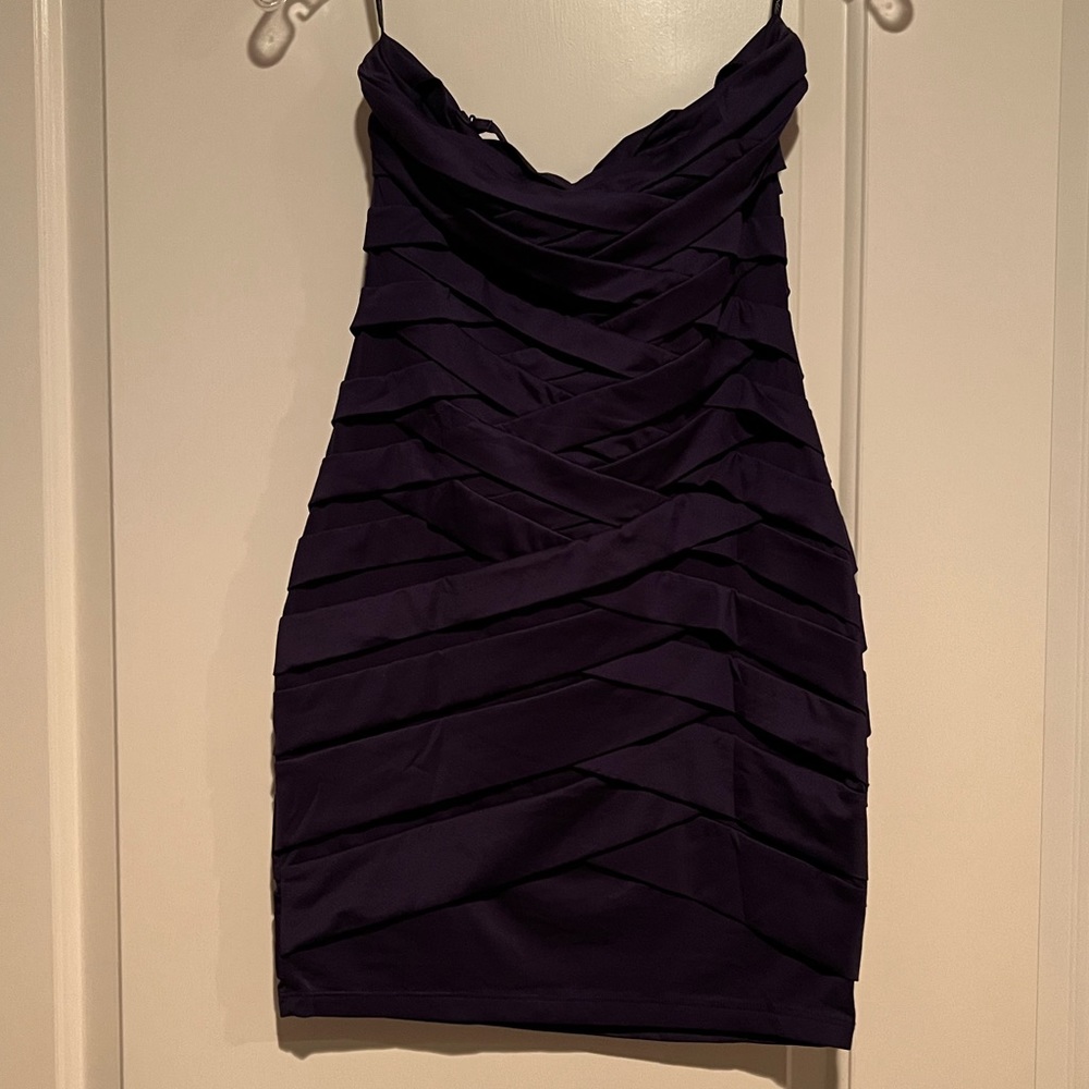 Purple strapless bandage dress